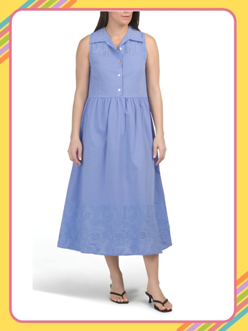 TERZO MILLENNIO Embroidered Eyelet Midi Dress – Size M